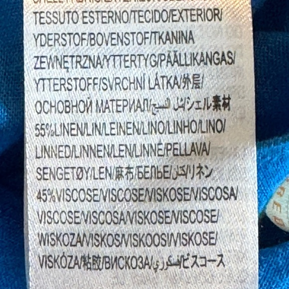 FARM Rio Blue Asymmetrical One Shoulder Linen Blend Jumpsuit Size L - Picture 10 of 16